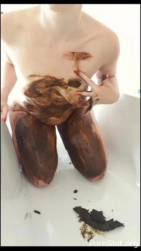 Poop into hand, body and lip smearing - CremeDeLaJen - Shirt In Shit, Rolls And Shit, Shit