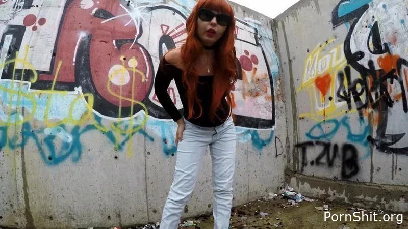 Pooping in Public Place with Graffiti - janet - Lesbian Scat Domination, Scatqueens-Berlin, Scat Game