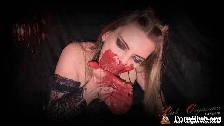 SlutOrgasma - Extreme scat and puke swallowing - Bloody scat dinner of a satanic - Scatgames, Thick Turd, Dirty Ass To Mouth